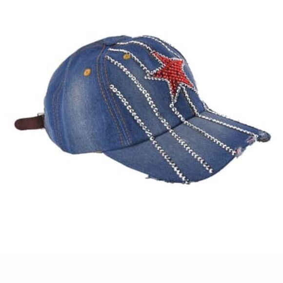 Crystal rhinestone Star Base ball Cap Hat - Picture 1 of 6